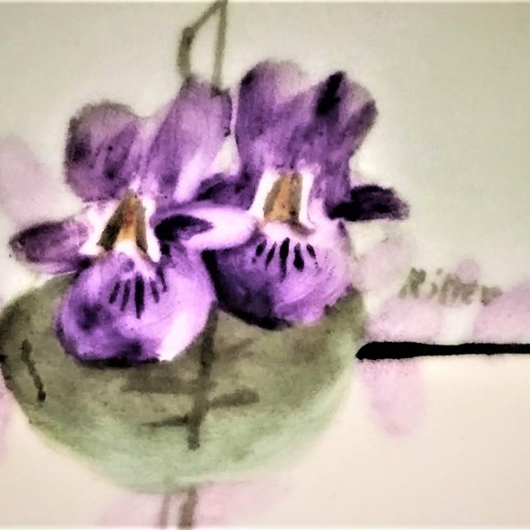 Caine’s Studio Hand Painted & Signed Iris Plates Set of (4) - Picture 10 of 15